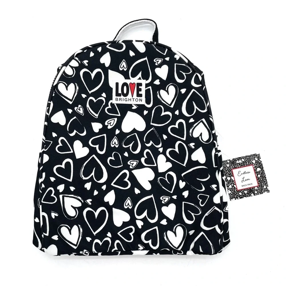 Brighton Love Endless Love Backpack NWT Black White Heart Print 9